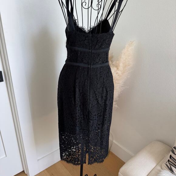 Express Black Lace Pencil Sexy Spaghetti Strap Corset Knee Length Dress Size 2 - Picture 4 of 7